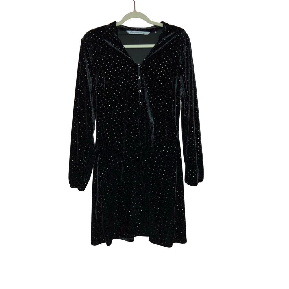 🥳 5/$20 Vero Black Crushed Velvet Stretch Dress Size Medium